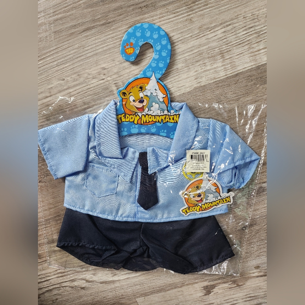 Teddy Mountain Blue Officer Uniform Shirt and Black Pants With Hat Set